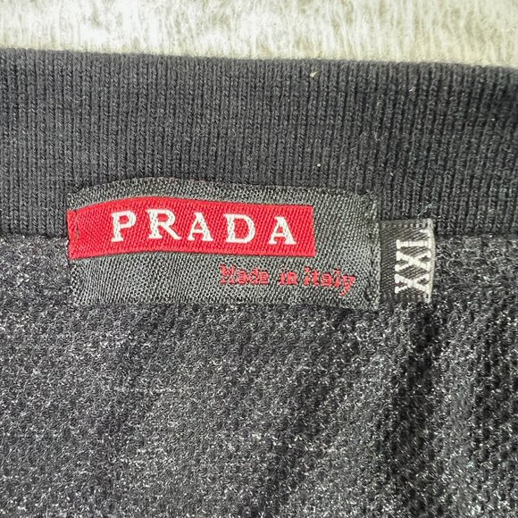 Prada Polo Shirt Mens 2XL Black Made in Italy Short Sleeve Luxury Designer - Picture 5 of 7